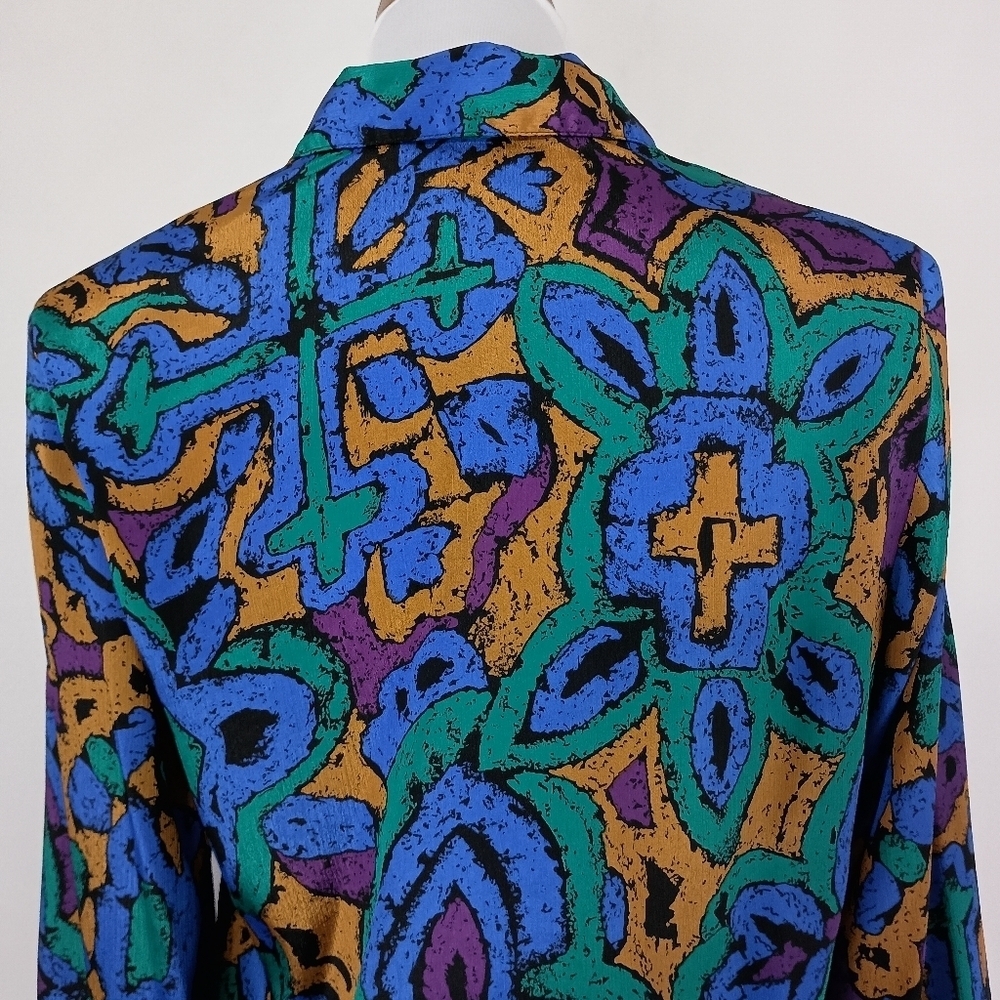 Vintage 80s 90s Alice Womens Multicolor Secretary Top sz 8 Secretary Chic Career - Picture 7 of 9